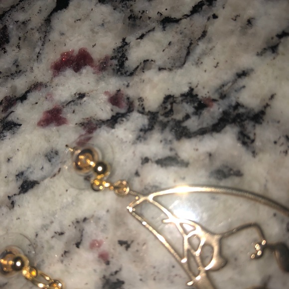 Abstract Hollow Face Gold Earrings - Picture 3 of 3